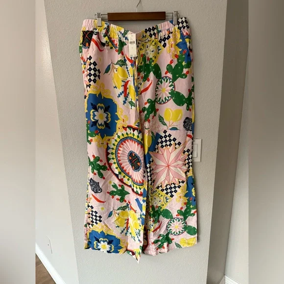 Anthropologie Blue and Yellow Wide Leg Pants - Picture 5 of 7